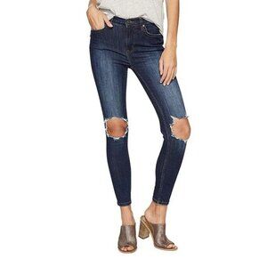 Free People Busted Knee Skinny Fit Jeans in Indigo sz 29 Women's